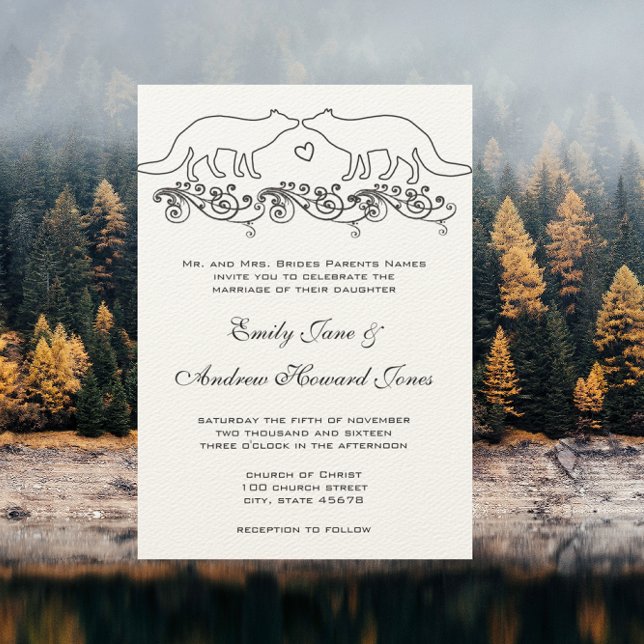 Vintage Foxes Wedding Invitation (Creator Uploaded)