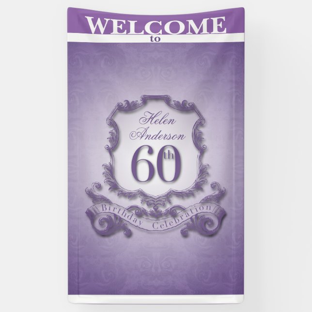 Vintage frame 60th Birthday celebration Banner (Vertical)