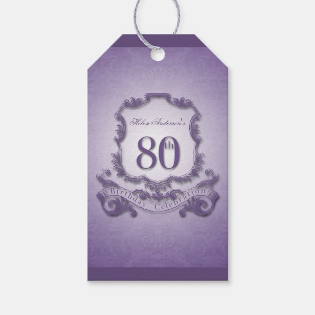Vintage Frame 80th birthday Thank You Gift Tag (Front)