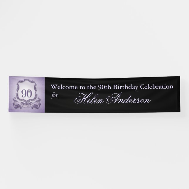 Vintage Frame 90th Birthday Personalised Banner (Horizontal)