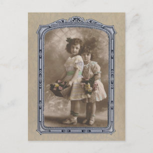 Vintage Frame Adorable Girls Postcard