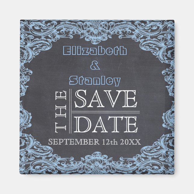 Vintage frame and chalkboard wedding Save the Date Magnet (Front)