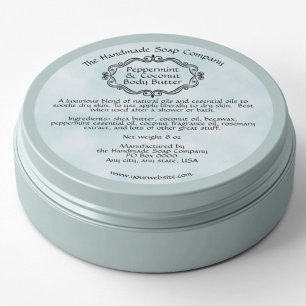 Vintage Frame Blue Parchment Body Butter Jar Label