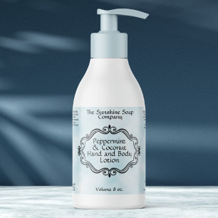 Vintage Frame Blue Parchment Cosmetics Bottle Rectangular Sticker