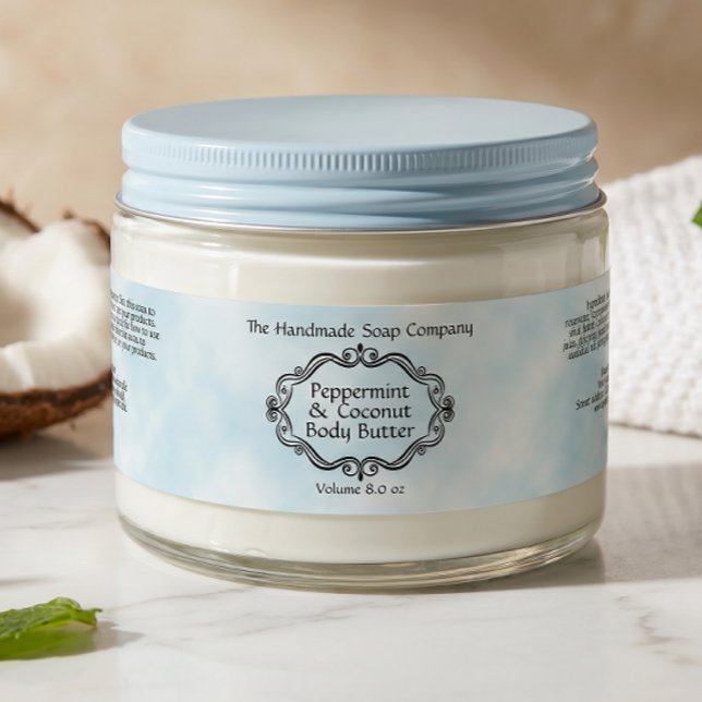 Vintage Frame Blue Parchment Cosmetics Jar Label (Creator Uploaded)