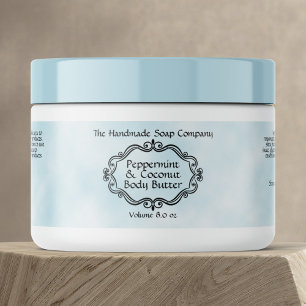 Vintage Frame Blue Parchment Cosmetics Jar Label