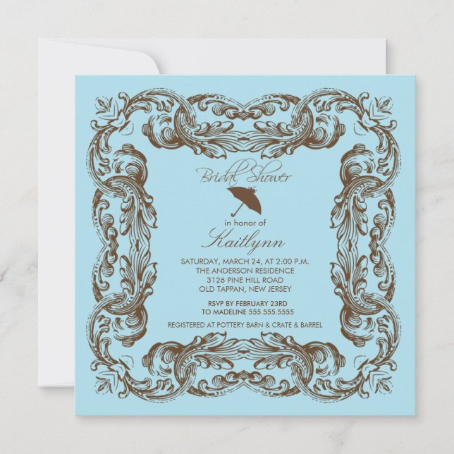 Vintage Frame Bridal Shower Invitations (Front)