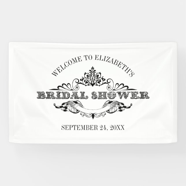 Vintage Frame Bridal Shower Welcome Banner (Horizontal)