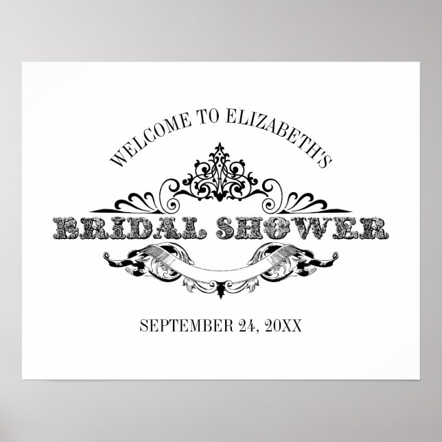 Vintage Frame Bridal Shower Welcome Poster (Front)
