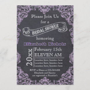 Vintage frame & chalkboard wedding bridal shower invitation