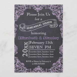 Vintage frame, chalkboard wedding rehearsal dinner invitation