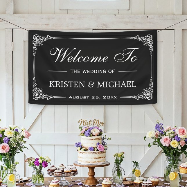 Vintage Frame Chalkboard Wedding Shower Party Banner (Creator Uploaded)