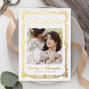 Vintage Frame Classic Script Photo Save The Date