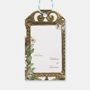 Vintage Frame Daisies Personalised Script Names Gift Tags