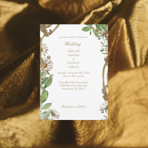 Vintage Frame Daisies Wedding Invitation