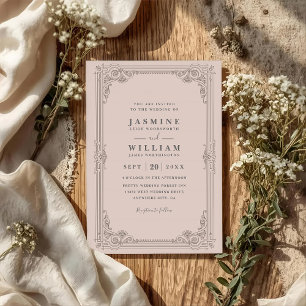 Vintage Frame Elegant Modern Chic QR Code Wedding Invitation