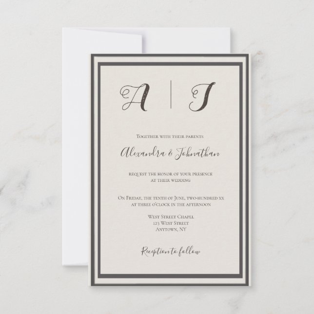 Vintage frame elegant wedding invitations (Front)