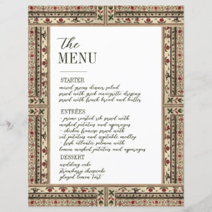 Vintage Frame Ethnic Motif Wedding Menu