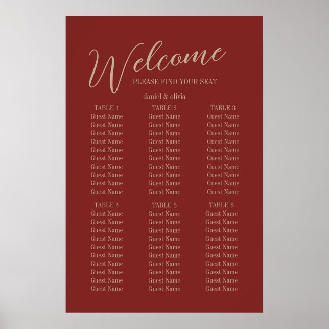 Vintage Frame Ethnic Motif Wedding Seating Charts (Front)