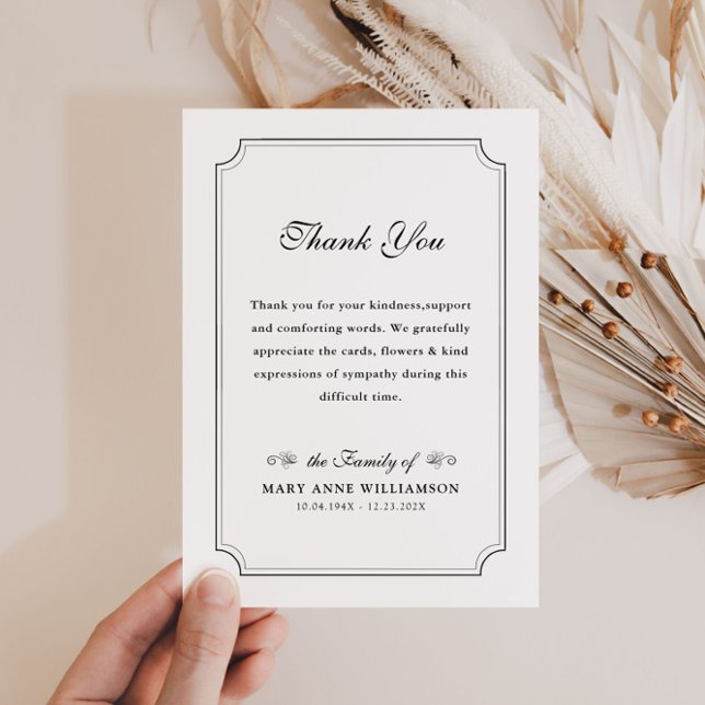 vintage frame funeral thank you note card (Creator Uploaded)