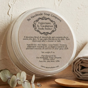Vintage Frame Kraft Paper Body Butter Jar Label