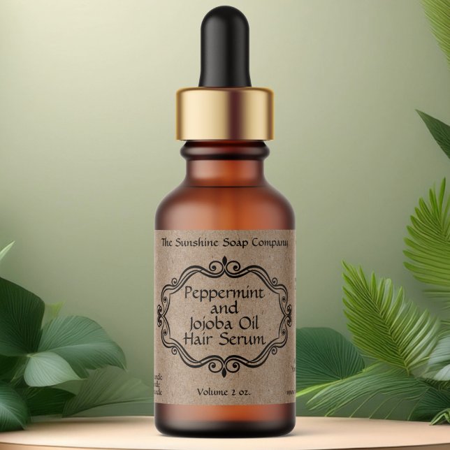 Vintage frame kraft paper dropper bottle label (Creator Uploaded)