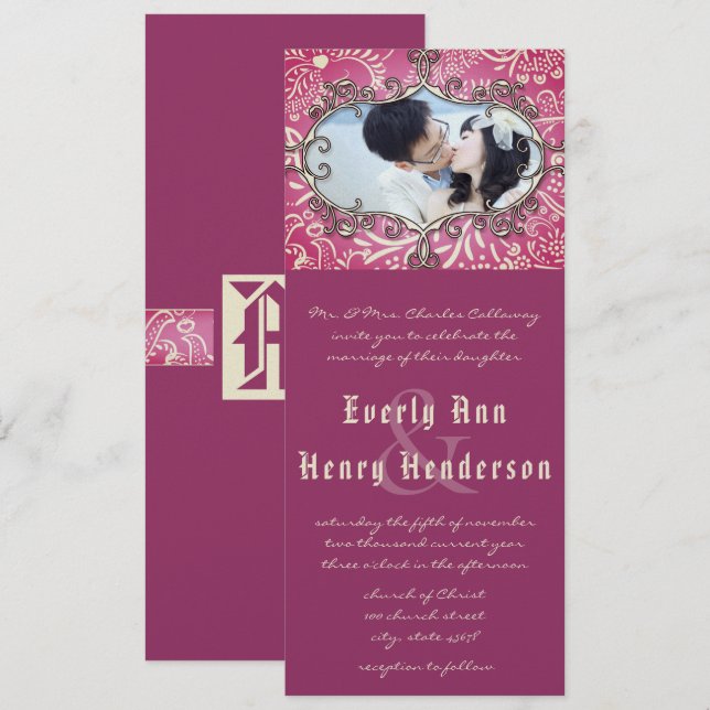 Vintage Frame Love Birds  Wedding Invitation (Front/Back)