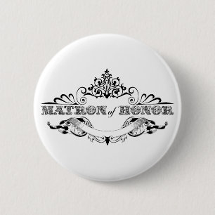 Vintage Frame Matron of Honour Bridal Party Weddin 6 Cm Round Badge