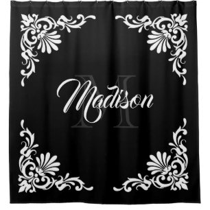 Vintage Frame Monogram Shower Curtain