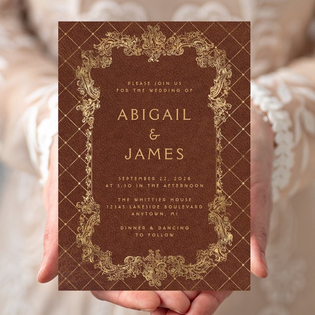 Vintage Frame Rust Gold Wedding Invitation (Creator Uploaded)