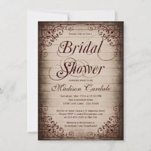 Vintage Frame Rustic Bridal Shower Invitations