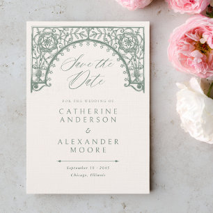 Vintage Frame Sage Green Elegant Wedding Save The Date