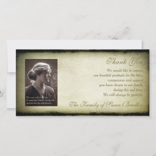 Vintage Frame Sympathy Thank You Photo H Card