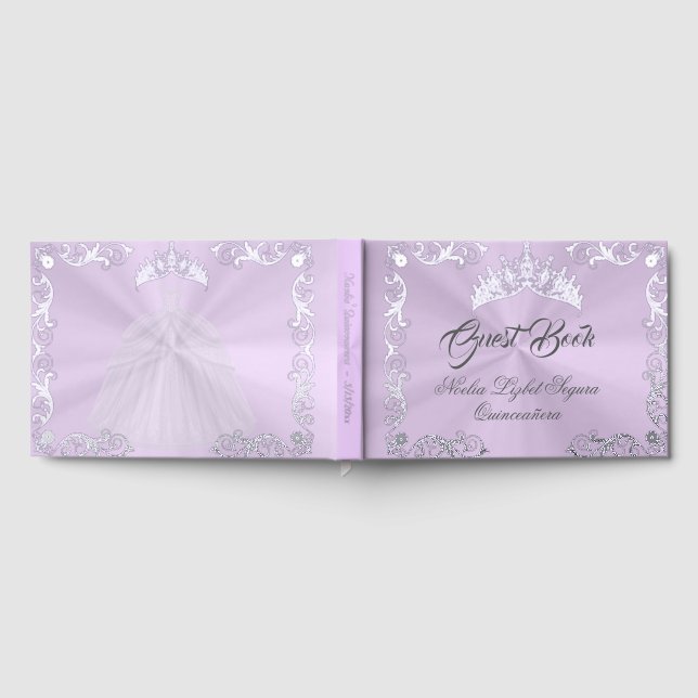Vintage Frame, Tiara & Gown - Lavender Guest Book (Full)