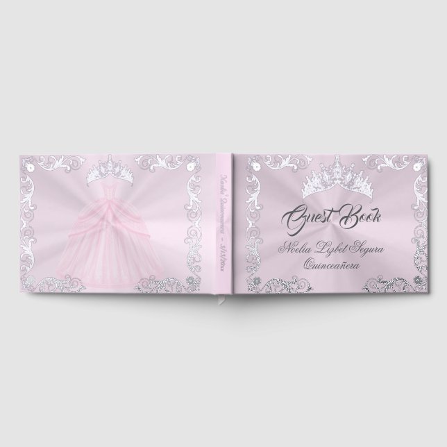 Vintage Frame, Tiara & Gown - Pastel Pink Guest Book (Full)