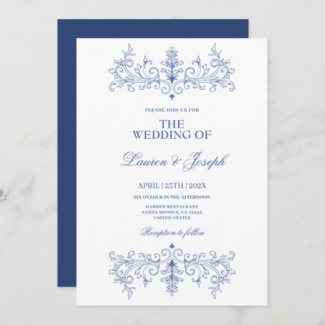 Vintage Frame Wedding Invitation (Front/Back)