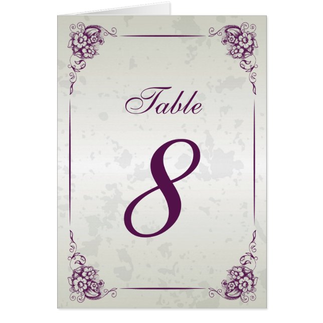 Vintage Frame Wedding Reception Table Number (Front)