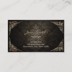 Vintage Framed Dark Damask Playwright Business Card