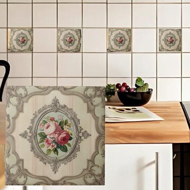 Vintage Framed Roses Tile (Creator Uploaded)