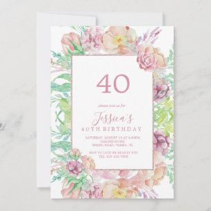 Vintage Framed Summer Bouquet Birthday Invitation