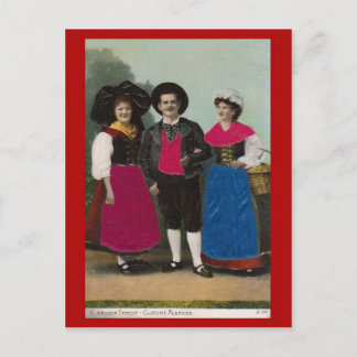 Vintage France, Alsace, Traditional costume Postcard