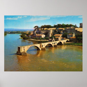 Vintage France, Avignon; broken bridge Poster