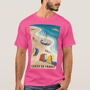 Vintage France Beaches Villemot Travel Poster T-Shirt