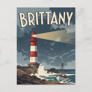 Vintage France Brittany Lighthouse Postcard