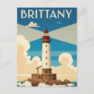 Vintage France Brittany Lighthouse Postcard