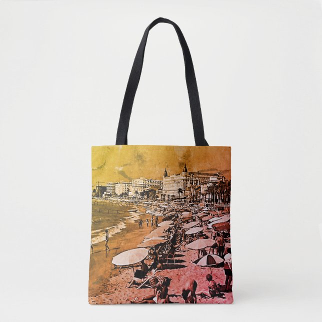 Vintage France Cannes the beach Tote Bag (Front)