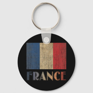 Vintage France Flag Key Ring
