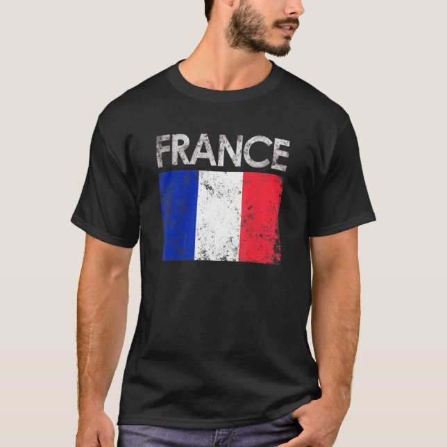 Vintage France French Flag Pride T-Shirt (Front)