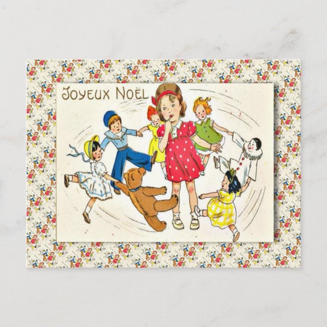 Vintage France, Girl with dancing toys Postcard (Front)