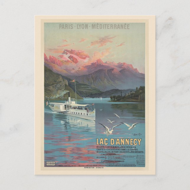 Vintage France Lake Annecy French Travel Postcard (Front)